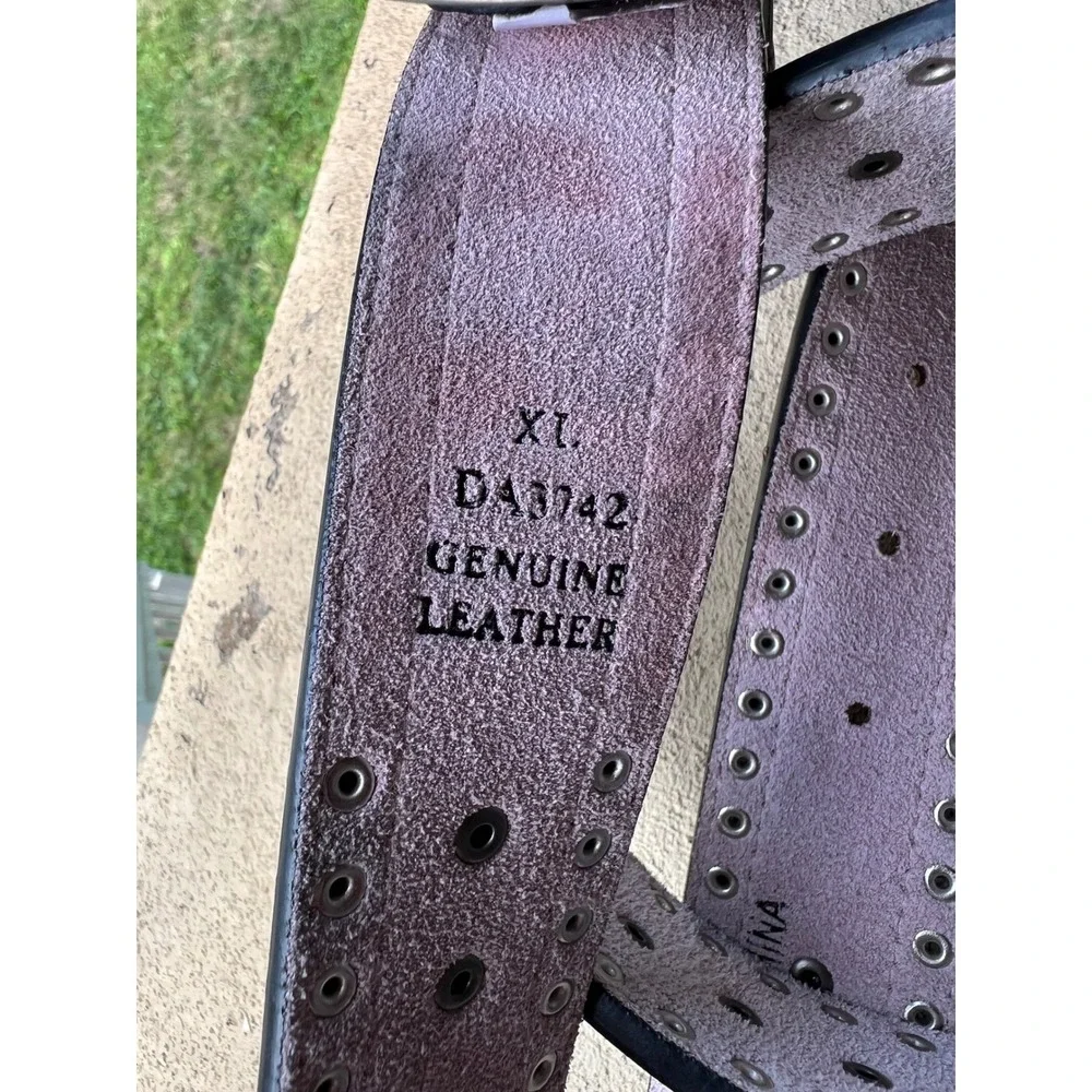 Brown Genuine Leather Western Studded Rhinestone Belt Women's Size XL - Picture 4 of 6